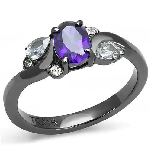TK3169 - IP Light Black (IP Gun) Stainless Steel Ring with AAA Grade - Image #1