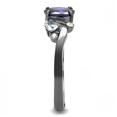 TK3169 - IP Light Black (IP Gun) Stainless Steel Ring with AAA Grade - Image #4