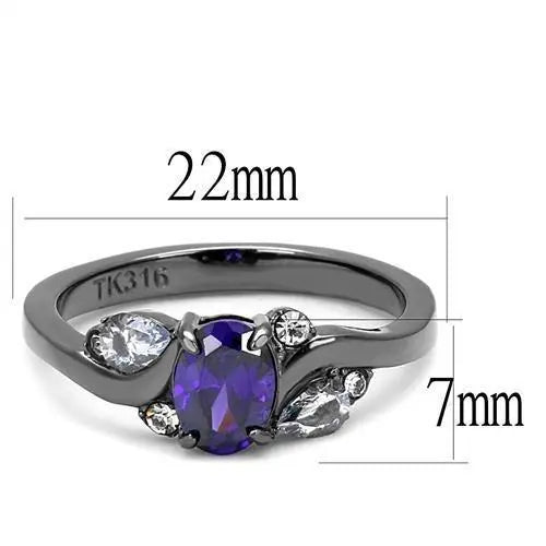 TK3169 - IP Light Black (IP Gun) Stainless Steel Ring with AAA Grade - Image #2