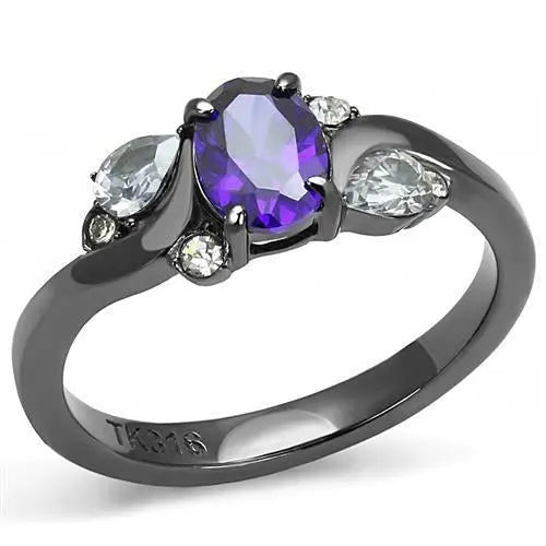 TK3169 - IP Light Black (IP Gun) Stainless Steel Ring with AAA Grade - Image #5