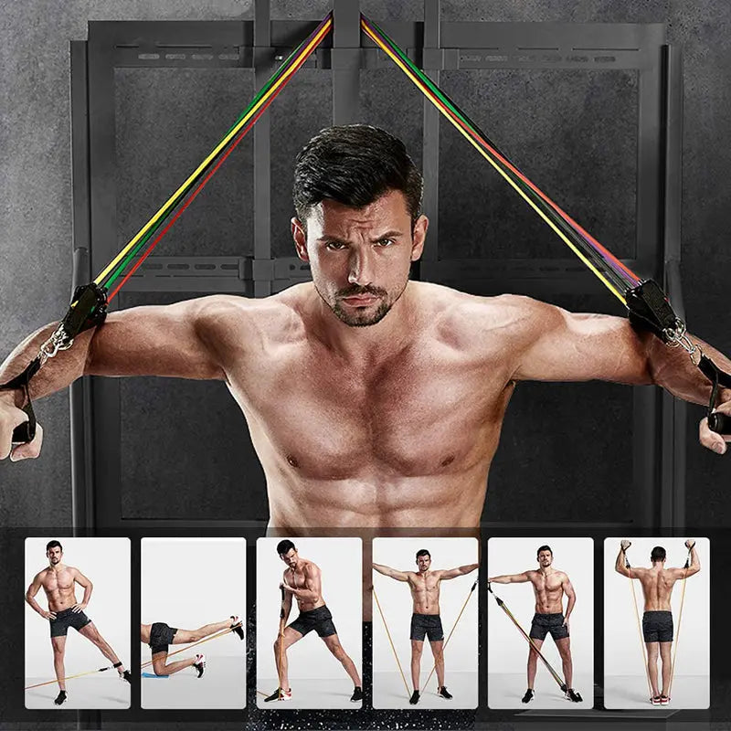 11Pcs Fitness Equipment Resistance Band Set - Image #5