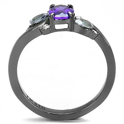 TK3169 - IP Light Black (IP Gun) Stainless Steel Ring with AAA Grade - Image #3