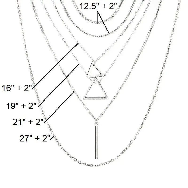 Double Triangle Multilayer Necklace - Image #6