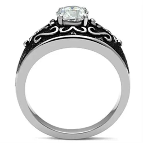 TK373 - High polished (no plating) Stainless Steel Ring with AAA Grade - Image #3