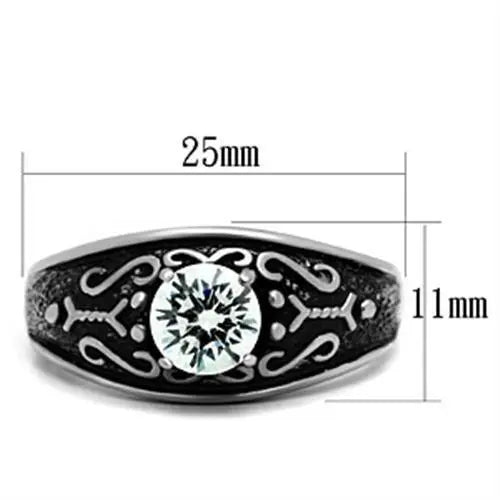 TK373 - High polished (no plating) Stainless Steel Ring with AAA Grade - Image #2