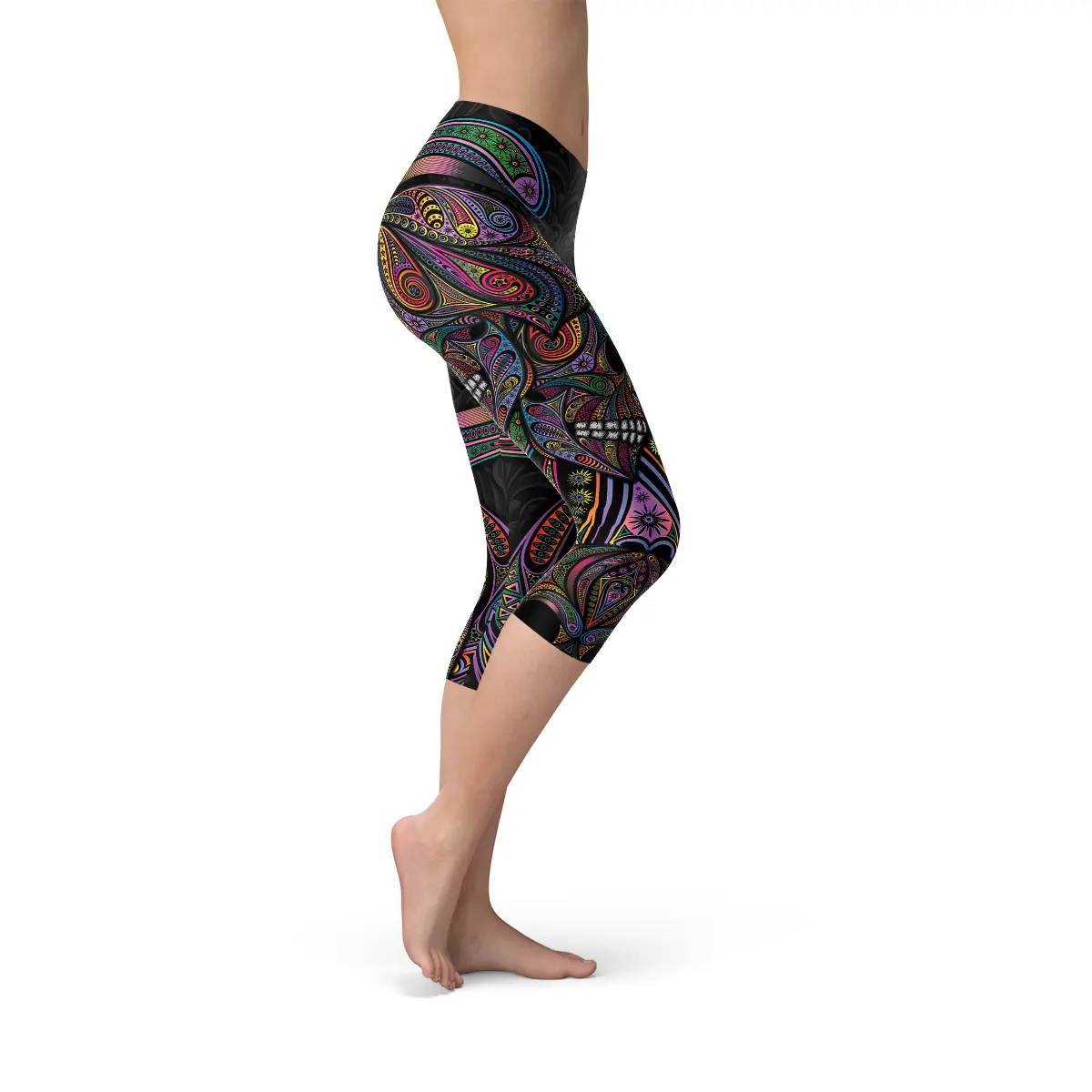 Womens Sugar Skull Capri Leggings - Image #2