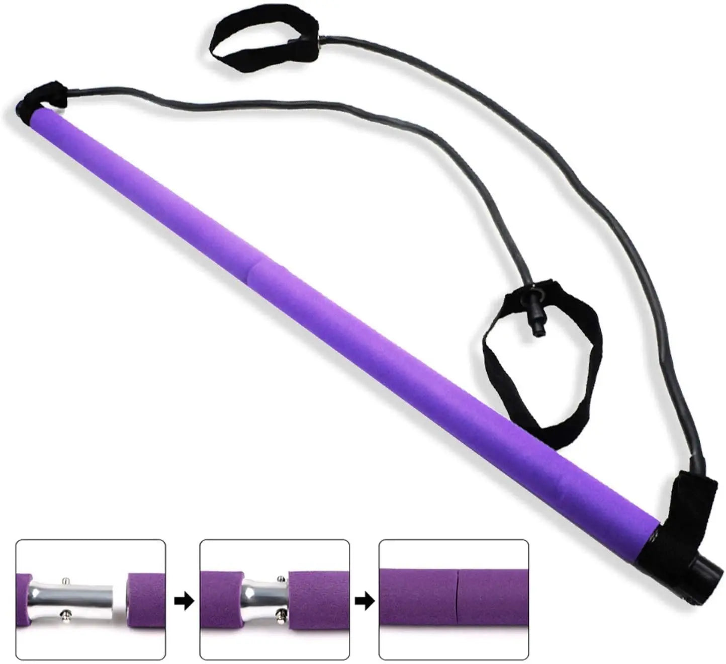 Adjustable Pilates Bar Kit Resistance Band Exercise Stick Toning Gym - Image #3