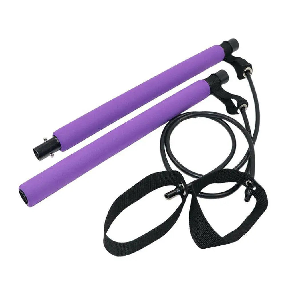 Adjustable Pilates Bar Kit Resistance Band Exercise Stick Toning Gym - Image #12