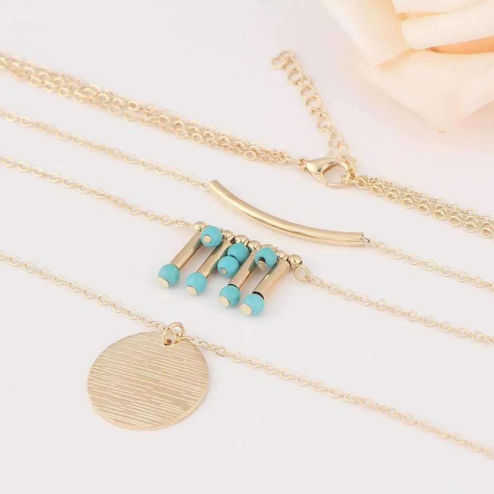 Turquoise Multilayer Necklace - Image #4