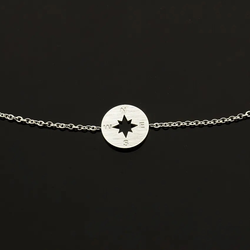 Gold Compass Bracelet Stainless Steel Dainty Disc - Image #4