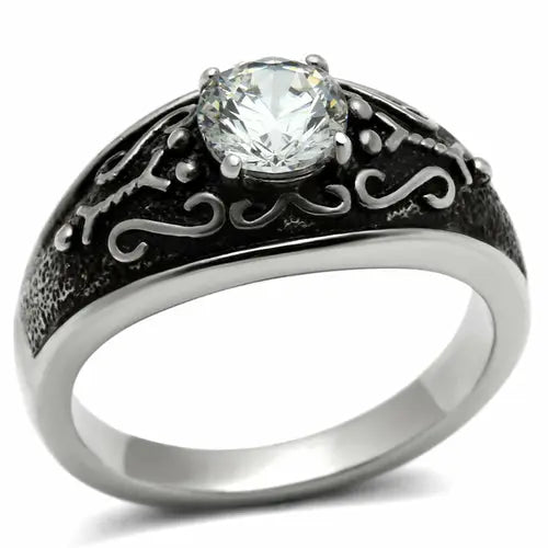 TK373 - High polished (no plating) Stainless Steel Ring with AAA Grade - Image #5