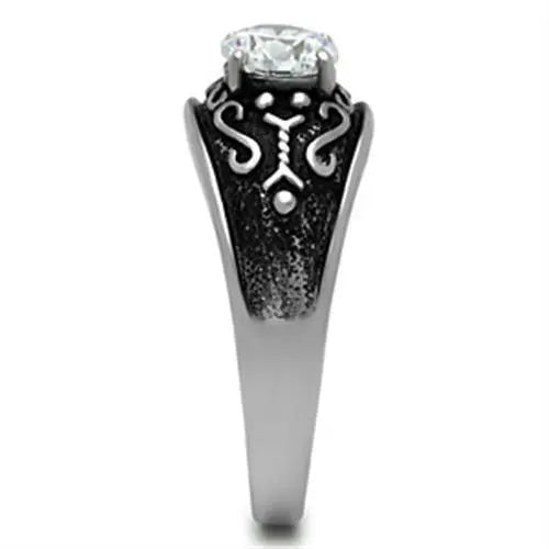 TK373 - High polished (no plating) Stainless Steel Ring with AAA Grade - Image #4