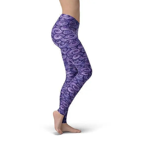 Jean Purple Swirls Leggings - Image #3