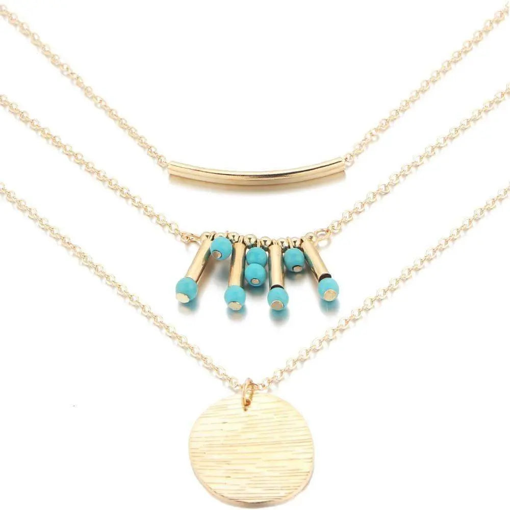 Turquoise Multilayer Necklace - Image #2